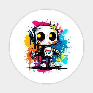 Cute cartoon Robot. Funny cyborg. Magnet